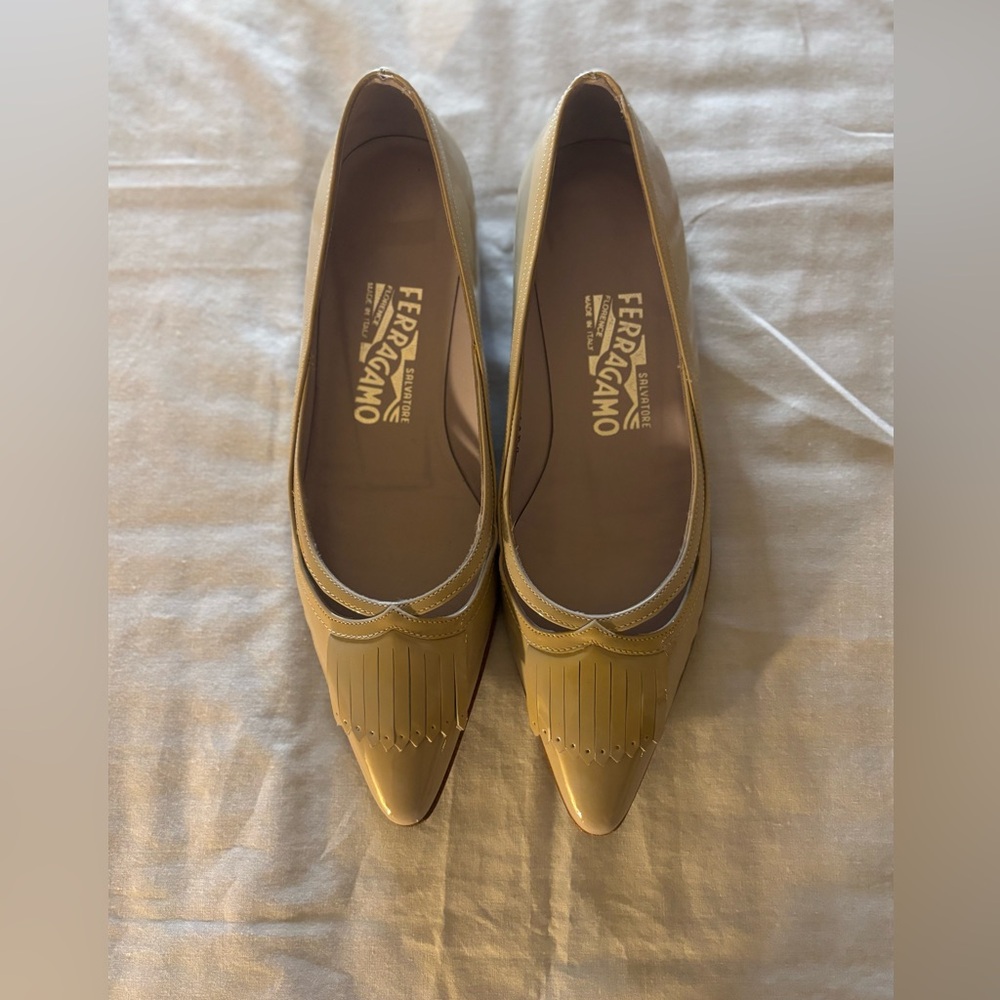 Salvatore Ferragamo Gold Flats